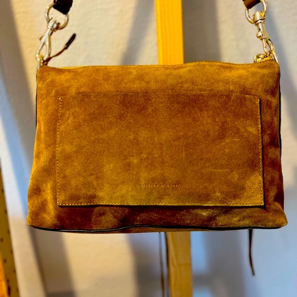 NWOT Rebecca Minkoff Darren Zip Suede Shoulder Bag in Whiskey - Picture 12 of 16